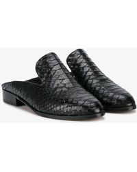 Robert Clergerie Alice Crocodile Embossed Mules - Black
