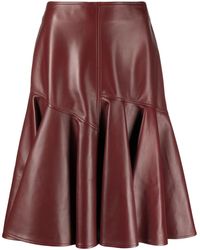 Bottega Veneta - Red Pleated Leather Midi Skirt - Women's - Lamb Skin - Lyst