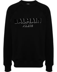Balmain - Logo Print Cotton Sweatshirt - Lyst