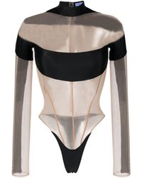 Mugler - Panelled Semi-sheer Bodysuit - Lyst