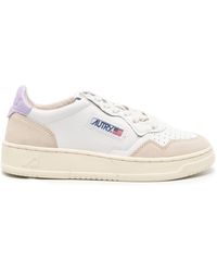 Autry - Medalist Low Sneakers In White And Lilac Suede And Leather - Lyst