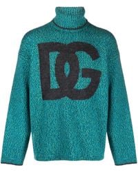 Dolce & Gabbana - Intarsia-knit Logo Wool-blend Jumper - Lyst