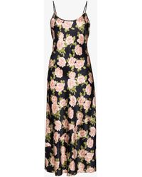 Reformation Cassis Floral-print Silk-satin Midi Wrap Dress in Black | Lyst Australia