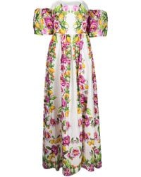 Borgo De Nor - Pink Juliet Floral Print Off-shoulder Maxi Dress - Women's - Cotton - Lyst
