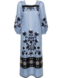 Vita Kin - Ulya Floral-embroidered Linen Dress - Women's - Linen/flax - Lyst