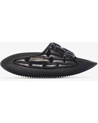 Balmain Leather B-it-puffy Slip-on Quilted Slides in Black for Men ...