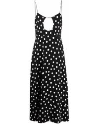 Saint Laurent - Cut-out Polka Dot Midi Dress - Women's - Silk/viscose - Lyst