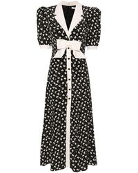 Alessandra Rich - Clover-print Silk Midi Dress - Women's - Polyamide/silk/cupro - Lyst