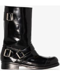 STEFAN COOKE Biker Leather Boots - Black