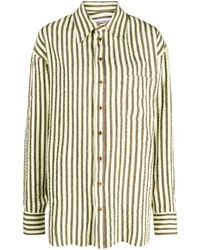 Christopher John Rogers - Neutral Striped Seersucker Shirt - Lyst
