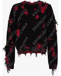 Balenciaga Black Repatch Distressed Logo Sweater