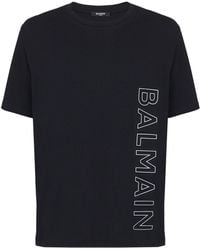 Balmain Logo-Print Cotton T-Shirt in Black for Men | Lyst