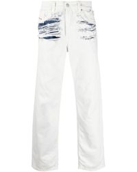 DIESEL - Ripped Layered Straight-leg Jeans - Lyst
