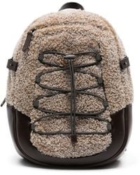 Brunello Cucinelli - Shearling-trim Leather Backpack - Lyst
