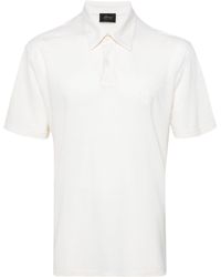 Brioni - Neutral Logo-embroidered Wool Polo Shirt - Lyst