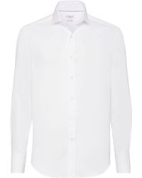 Brunello Cucinelli - Button-up Cotton Poplin Shirt - Men's - Cotton - Lyst