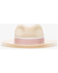 Maison Michel Henrietta Straw Fedora Hat in Red | Lyst