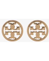Tory Burch Small T Logo Stud Earrings - Rose Gold in Metallic | Lyst