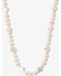 Hatton Labs - Sterling Cross Pearl Necklace - Lyst