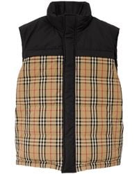 Burberry - Check Panel Reversible Gilet - Men's - Goose Down/polyester/goose Feather - Lyst