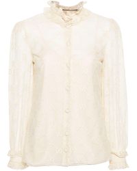 Gucci - Frilled Monogram Lace Blouse - Lyst