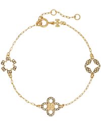 Tory Burch - -tone Kira Clover Crystal Chain Bracelet - Women's - Crystal/ Plated Brass - Lyst