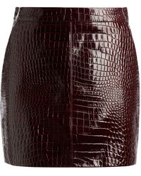 Bally - Crocodile-effect Leather Miniskirt - Lyst