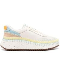 Chloé - Nama Embroidered Leather Low-top Trainers - Lyst