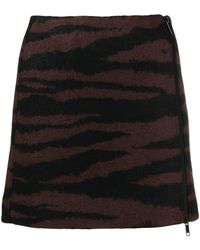 Ganni - Tiger-jacquard Miniskirt - Lyst