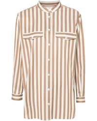FRAME - Brown And White Femme Stripe-print Shirt - Lyst