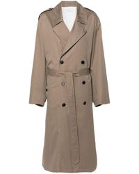 The Row - Neutral Double-breasted Cotton Trench Coat - Women's - Cotton/cashmere/elastane/cattle Horn - Lyst