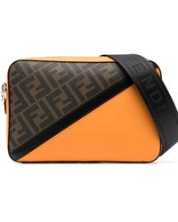 Fendi - Orange Ff Jacquard Leather Shoulder Bag - Men's - Calf Leather - Lyst