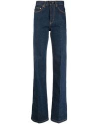 Saint Laurent - Clyde High-rise Wide-leg Jeans - Women's - Cotton/calf Leather - Lyst