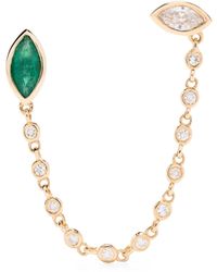 SHAY - 18k White Duo Chain Diamond And Emerald Single Earring - Lyst