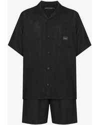 Desmond & Dempsey Short Sleeve Linen Pyjamas - Black