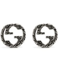 Gucci - Interlocking G Sterling Silver Stud Earrings - Lyst