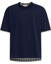 Marni - Plaid-check Panel Cotton T-shirt - Lyst