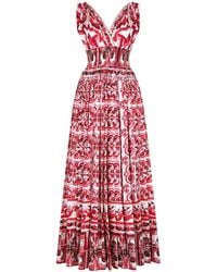 Dolce & Gabbana - Majolica Print Fla Maxi Dress - Women's - Cotton - Lyst