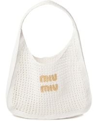 Miu Miu - Logo Crochet Tote Bag - Women's - Fabric - Lyst