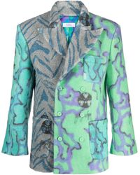 ERL - Multicoloured Floral-print Double-breasted Blazer - Men's - Wool/viscose/polyester - Lyst