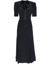 Alessandra Rich - Polka-dot Patterned Bow-embellished Silk Maxi Dress - Lyst