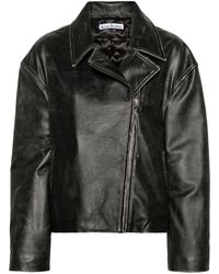 Acne Studios - Distressed-effect Leather Biker Jacket - Women's - Polyester/calf Leather - Lyst