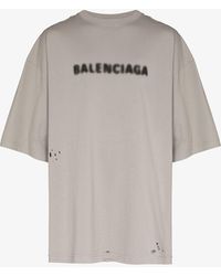 Balenciaga Cotton Blurred Logo Wide-fit T-shirt in Grey (Gray) for 