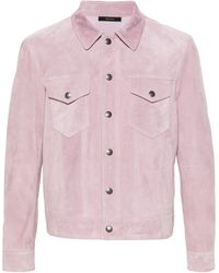 Tom Ford - Pink Suede Shirt Jacket - Men's - Calf Suede/cotton/cupro - Lyst