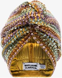 MaryJane Claverol Multicoloured Malibu Beaded Sequin Turban - Yellow