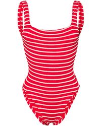 Hunza G - Candy-stripe Crinkled Swimsuit - Lyst