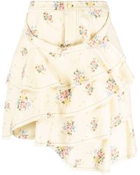 YUHAN WANG - Floral Print Denim Skirt - Lyst