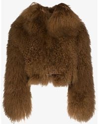 Burberry Shearling And Embossed Leather Jacket - Brown