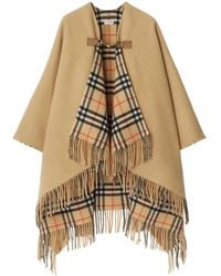 Burberry - Check-Pattern Wool Cape - Lyst