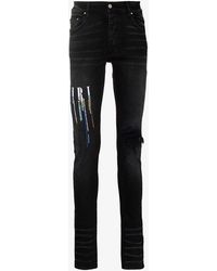 Amiri Denim Paint Drip Embroidered Skinny Jeans in Black for Men - Lyst